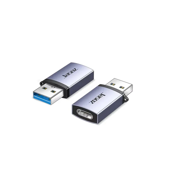 Đầu chuyển OTG USB 3.0 sang Type-C Jasoz T-G160 hỗ trợ sạc nhanh 18W và tai nghe USB-C, vỏ hợp kim nhôm, đầu cắm mạ Nickel, truyền dữ liệu tốc độ cao.