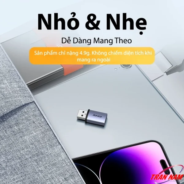 Đầu chuyển OTG USB 3.0 sang Type-C Jasoz T-G160 nhỏ gọn, trọng lượng chỉ 4.9g, dễ dàng mang theo bên mình, không chiếm diện tích khi bỏ túi hoặc balo.