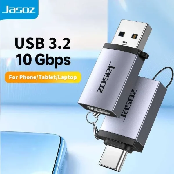 Đầu chuyển OTG USB 3.2 Gen 2 Jasoz T-G174 tốc độ 10Gbps, chuyển đổi USB-A sang USB-C, hỗ trợ OTG cho điện thoại, máy tính bảng, laptop, vỏ hợp kim nhôm cao cấp chống nhiễu.