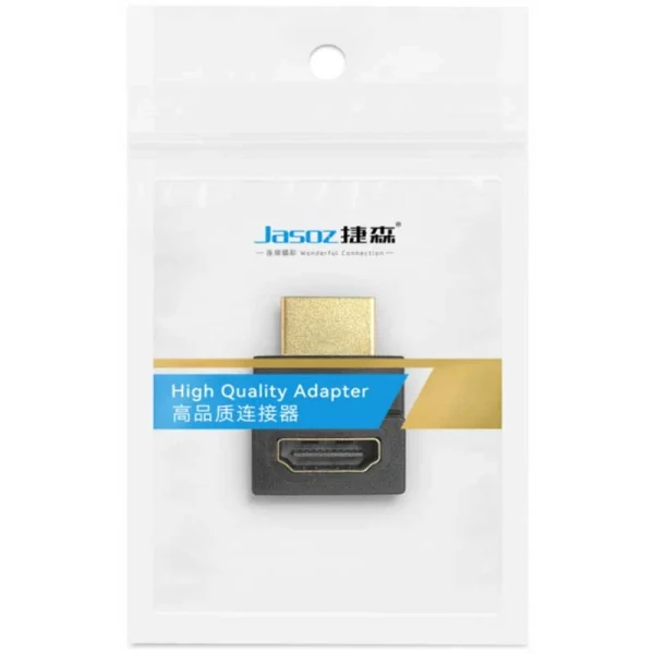 Đầu nối HDMI vuông góc bẻ lên Jasoz T-G153 – hỗ trợ 4K@60Hz, đầu mạ vàng chống oxy hóa, truyền tín hiệu ổn định