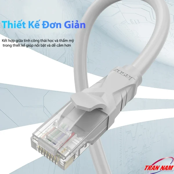 Cáp mạng Cat5E Jasoz E103 – Thiết kế đơn giản, kết hợp công thái học và thẩm mỹ, dễ cắm rút và nổi bật hơn. Dùng chung cho SKU Jasoz T-E122 đến T-E129 (1m–20m).
