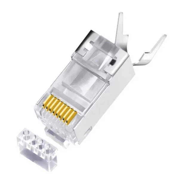 Hạt mạng CAT7 Jasoz T-E174 bọc nhôm có kẹp đuôi, chân cắm mạ vàng 50U – đầu mạng RJ45 chống nhiễu, truyền tín hiệu ổn định tốc độ cao