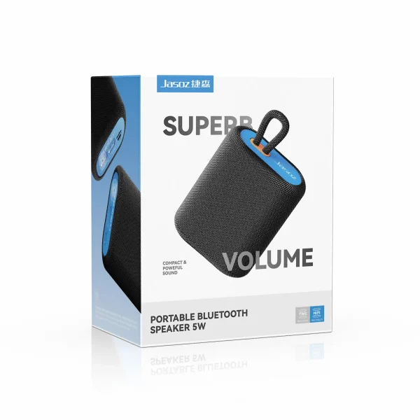 Hộp sản phẩm Loa Bluetooth Mini Jasoz K112 T-K152 Màu Đen – Portable Bluetooth Speaker 5W Bluetooth 5.2 Pin 1200mAh Chống Nước FM TF TWS