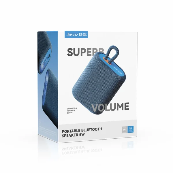 Hộp sản phẩm Loa Bluetooth Mini Jasoz K112 T-K153 Màu Xanh – Portable Bluetooth Speaker 5W Bluetooth 5.2 Pin 1200mAh Hỗ Trợ FM TF TWS