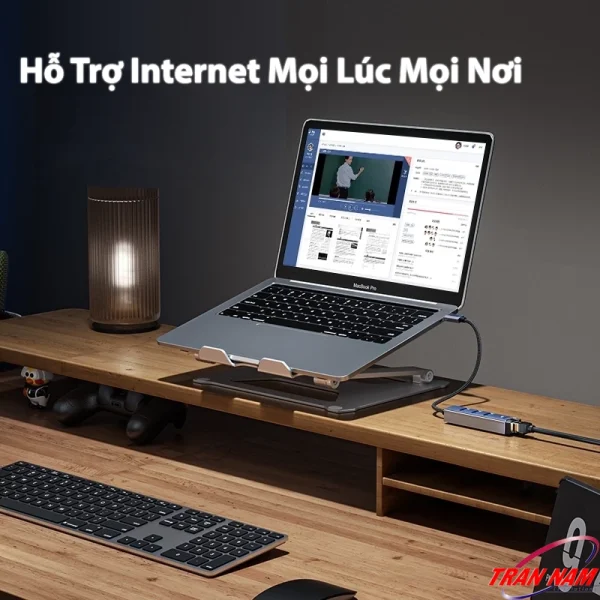 Jasoz T-F136 – Bộ Chuyển USB to LAN 1000Mbps Hub USB 3.0 kết nối MacBook Pro, hỗ trợ Internet ổn định