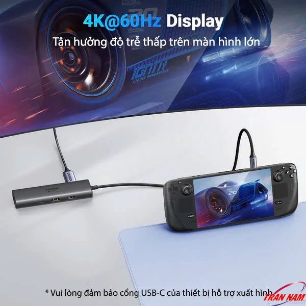 Xuất hình 4K@60Hz từ Hub USB-C Ugreen 45000 – Hỗ trợ màn hình lớn, độ trễ thấp Hub USB-C Ugreen 45000 xuất hình 4K 60Hz cho màn hình lớn