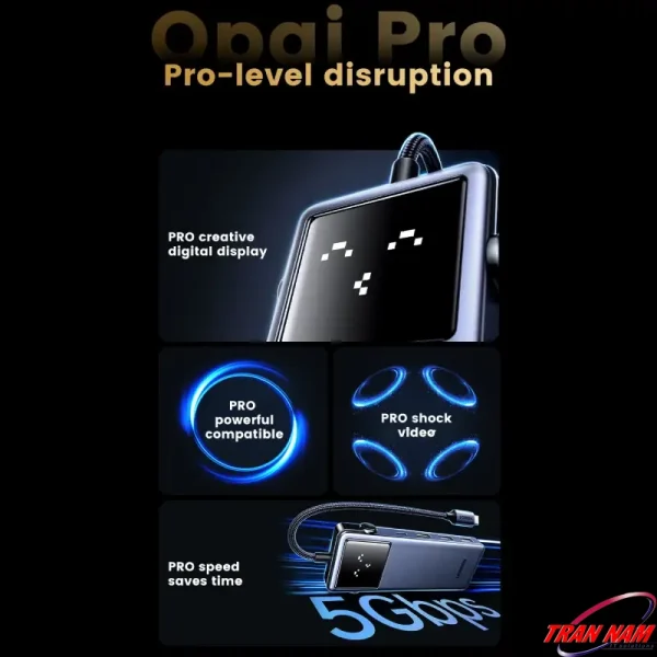 Tính năng Opai Pro của Hub USB-C Ugreen 45155 với màn hình LED và tốc độ 5Gbps