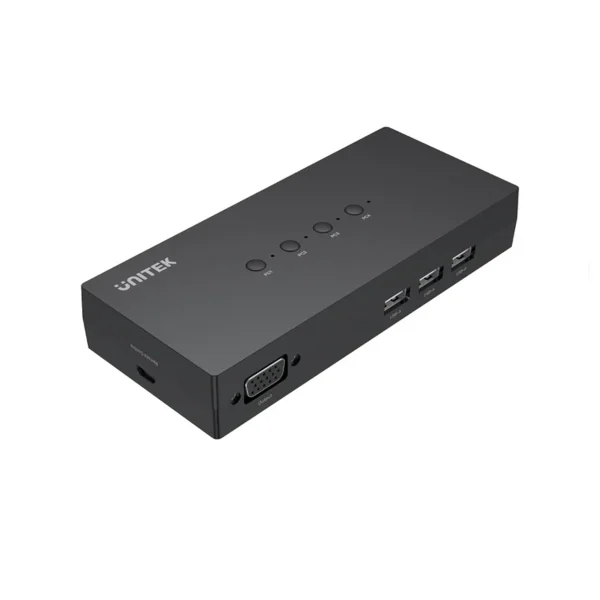 Bộ Gộp KVM 4 Cổng VGA +USB Sang 1 Màn Hình Unitek U-8710ABK ( Chuyển đổi lần lượt ) 3 Cổng VGA và USB-A trên bộ KVM switch Unitek U-8710ABK – 4 đầu vào VGA, 3 cổng USB-A đầu ra