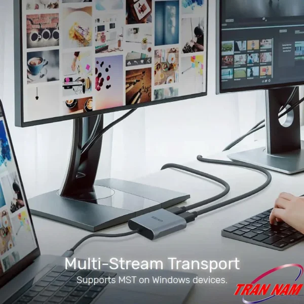 Bộ chia 2 màn hình Unitek V1404B đặt trên bàn làm việc designer Windows — MST extend laptop ra 2 màn external 4K Pinterest mood board và photo library