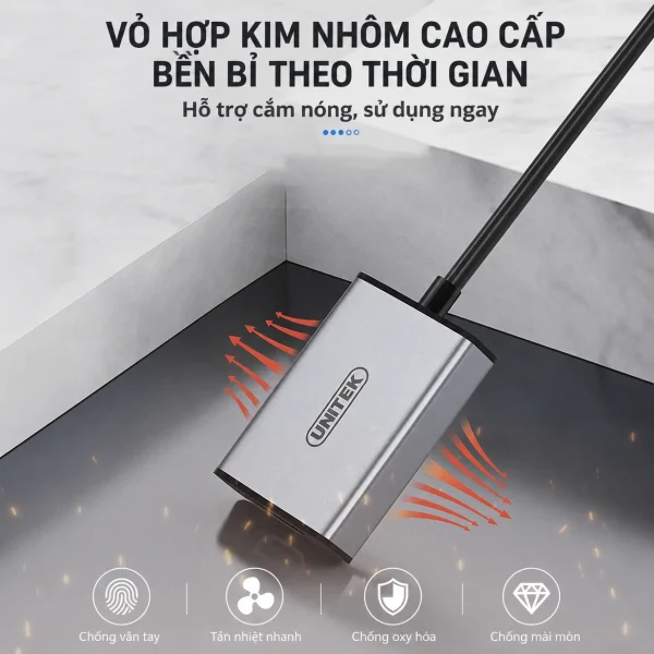 Vỏ hợp kim nhôm V428A 4 đặc tính bền bỉ — chống vân tay khi cắm rút, tản nhiệt nhanh cho chip xử lý video, chống oxy hoá môi trường ẩm, chống mài mòn sau 2-3 năm sử dụng