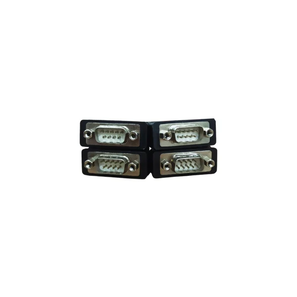 Cáp Chuyển USB Sang 4 Cổng COM RS232 DB9 Z-TEK ZE791 3 Macro 4 đầu DB9 male của cáp Z-TEK ZE791 xếp 2x2 — 9 chân pin kim loại mạ, vỏ kim loại chrome EMI shielding chống nhiễu, 2 ốc vít thumbscrew kim loại mỗi đầu