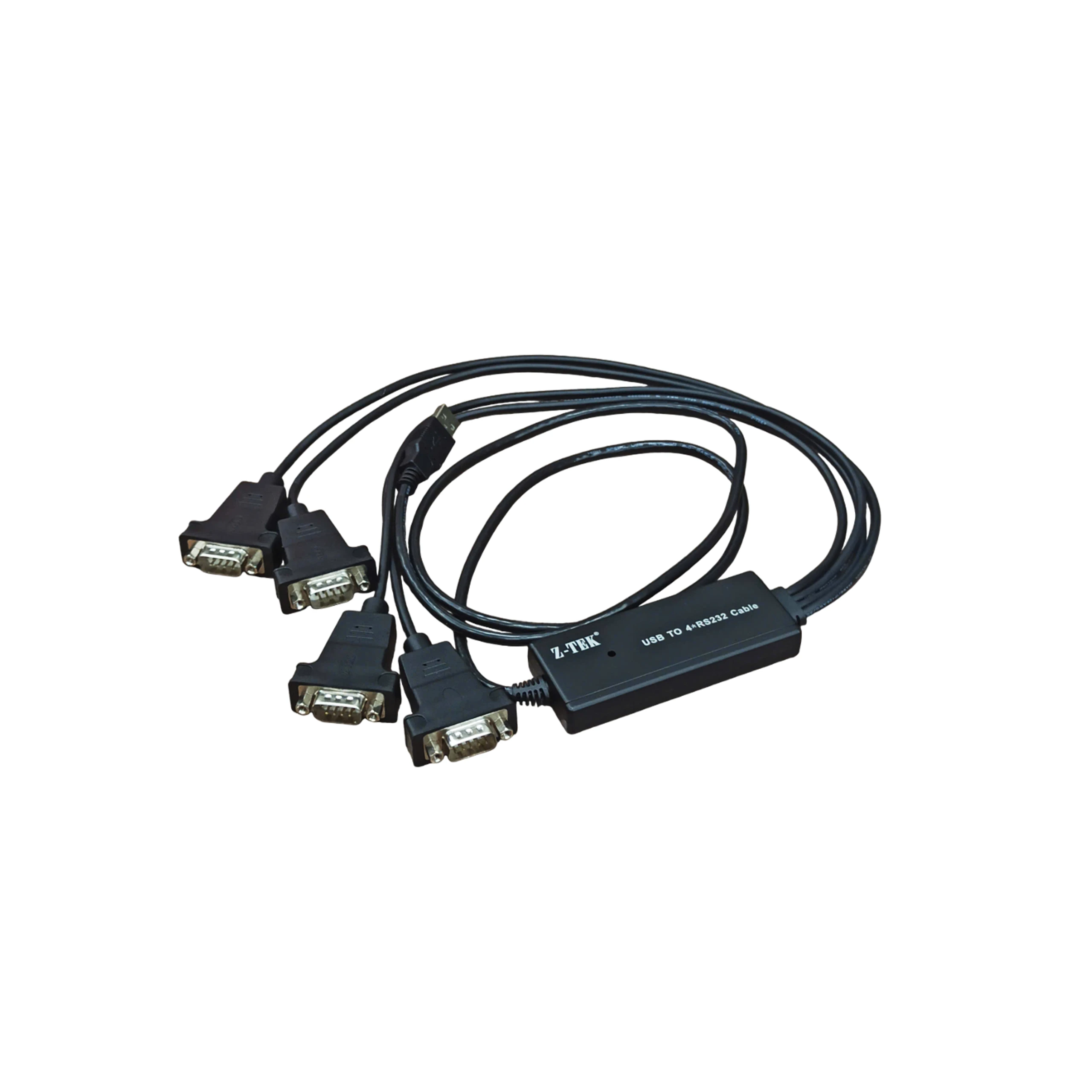 Cáp Z-TEK ZE791 trải phẳng studio — thể hiện chiều dài cáp đủ linh hoạt, hub box Z-TEK USB TO 4*RS232 Cable, 4 đầu DB9 male xoè rộng, đầu USB-A 2.0 cấp nguồn Cáp Z-TEK ZE791 trải phẳng studio — thể hiện chiều dài cáp đủ linh hoạt, hub box Z-TEK USB TO 4*RS232 Cable, 4 đầu DB9 male xoè rộng, đầu USB-A 2.0 cấp nguồn