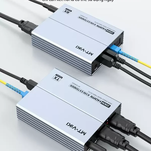 Bộ Phát Bộ Thu MT-VIKI MT-EHK020 kết nối qua cáp quang SC, cắm là chạy không cần driver, hỗ trợ HDMI KVM truyền 20KM