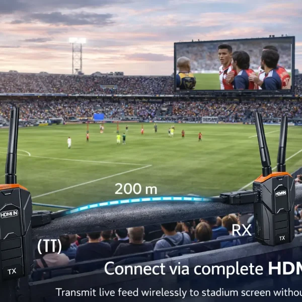 Unitek V176A truyền hình trực tiếp bóng đá không dây 200m từ camera khán đài tới màn hình sân vận động