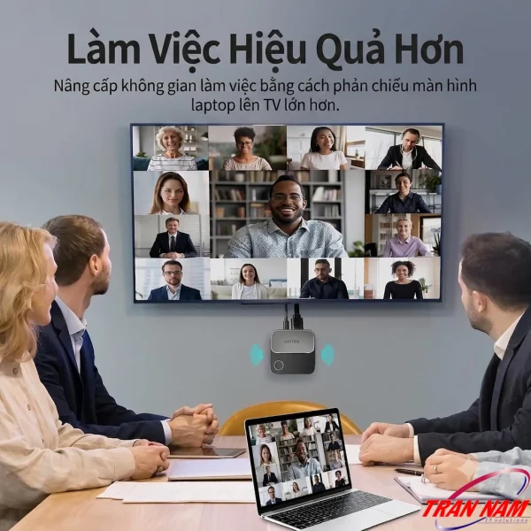 UNITEK V1162B01 phản chiếu màn hình laptop lên TV phòng họp, dùng cho họp trực tuyến nhóm