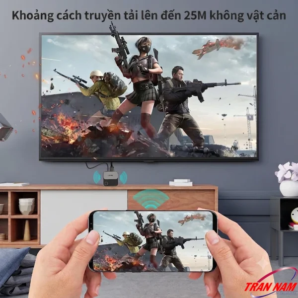 UNITEK V1162B01 truyền không dây xa 25m không vật cản, chơi game mobile trên TV