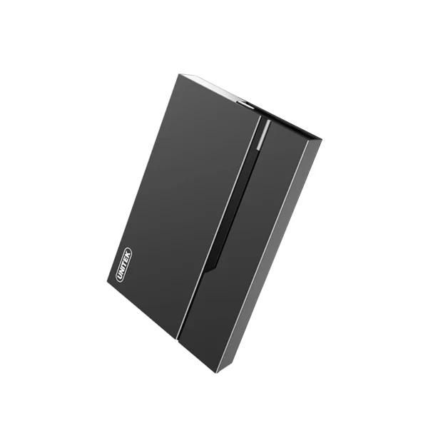 Cận cảnh vỏ nhựa bóng Unitek S240A, viền bạc phân tách nắp trượt, logo UNITEK khắc nổi