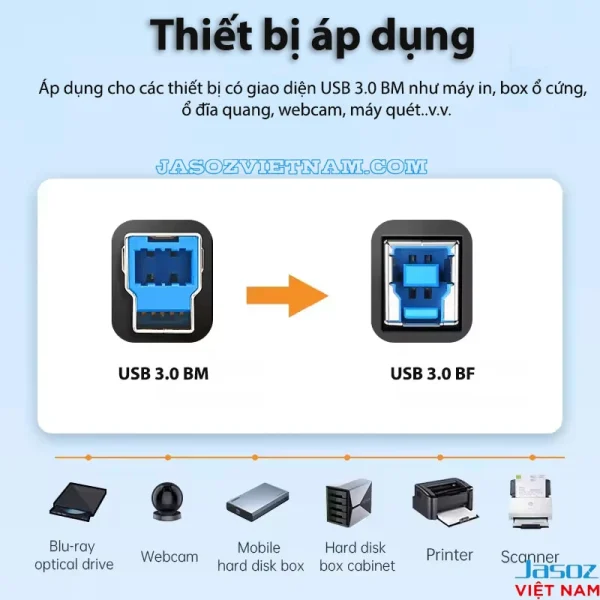 Cáp dữ liệu USB-B to USB 3.0 kết nối ổ cứng, hdd box, máy in Jasoz D113 4 Cap-du-lieu-USB-B-to-USB-3.0-ket-noi-o-cung,-hdd-box,-may-in-Jasoz-D113