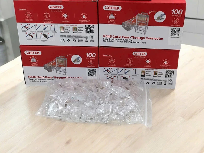Đầu Bấm Mạng RJ45 Cat6 Xuyên Thấu Unitek OT1091ATP01 (2) Đầu Bấm Mạng RJ45 Cat6 Xuyên Thấu Unitek OT1091ATP01
