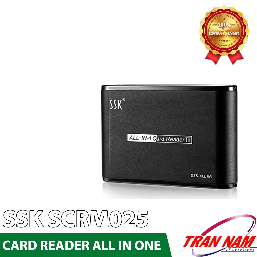 Đầu Đọc Thẻ Nhớ SSK SCRM025 — Chính Hãng, All-In-1 Card Reader Đầu đọc thẻ nhớ đa năng SSK SCRM025 All-In-1 Card Reader chính hãng, vỏ đen nhựa nám