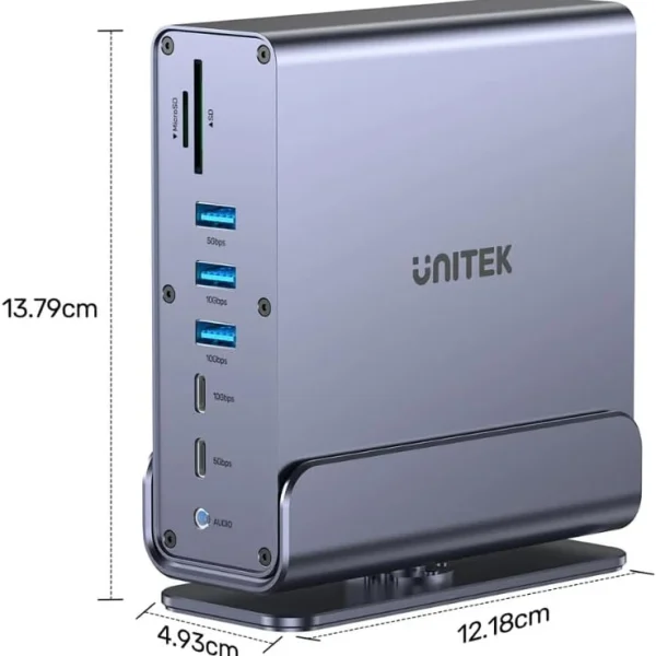 Biểu tượng hệ điều hành Windows, macOS, Linux và 2 kiểu đầu cắm Host USB-A, USB-C của dock UNITEK D1135AGY01