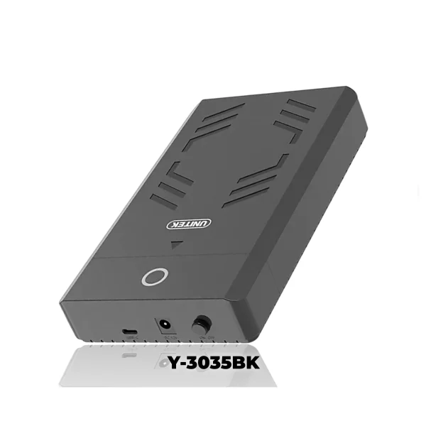 Hộp Đựng Ổ Cứng 3.5 Inch Unitek Y-3035BK — Chân Cắm USB-C, Hỗ Trợ Ổ Cứng Đến 18TB 1 UNITEK Y-3035BK với khe tản nhiệt hình học thiết kế e-sports, cổng USB-C mặt dưới