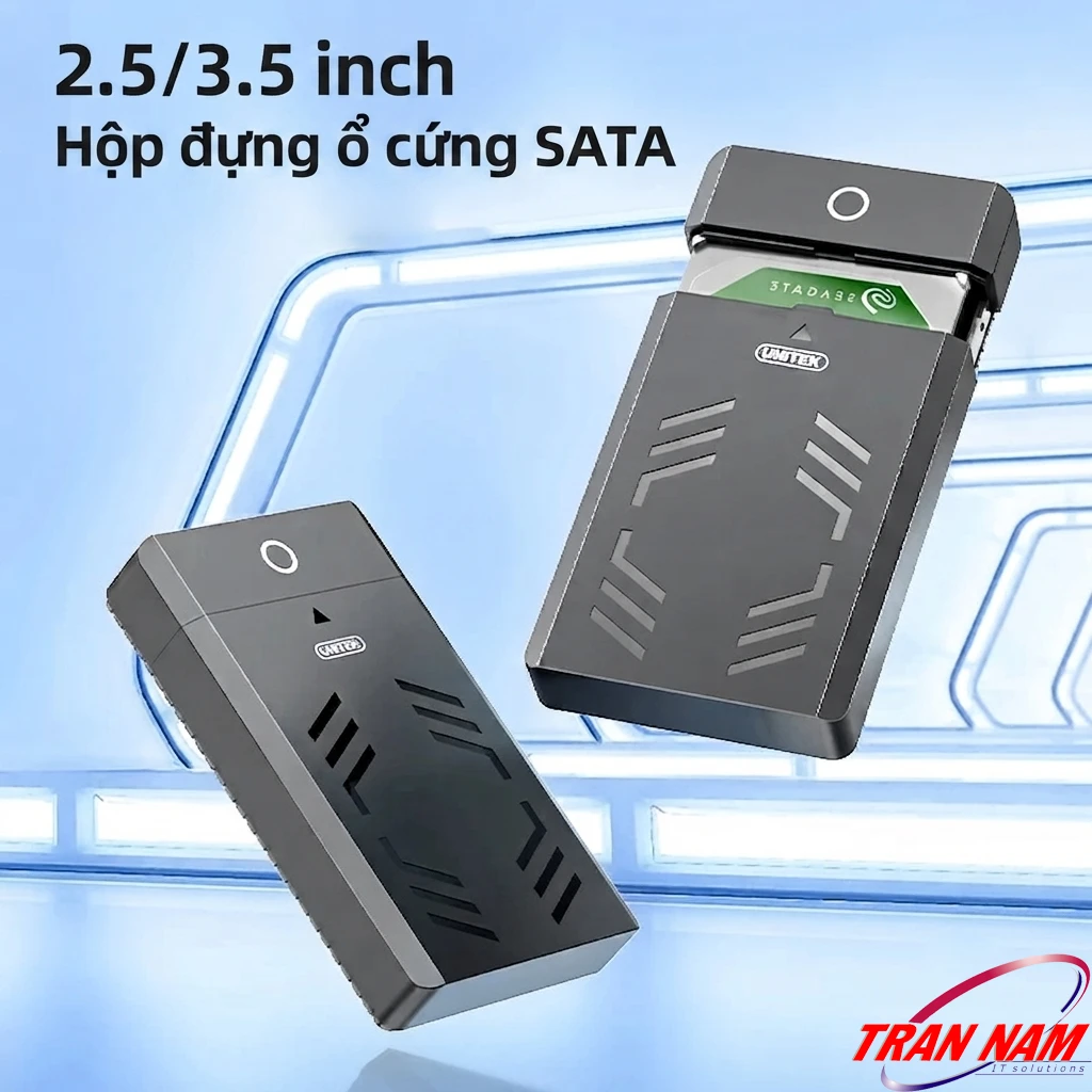 Hộp Đựng Ổ Cứng 3.5 Inch Unitek Y-3035BK — Chân Cắm USB-C, Hỗ Trợ Ổ Cứng Đến 18TB 9 UNITEK Y-3035BK nắp mở linh hoạt lắp ổ cứng Seagate 3.5 inch không cần công cụ