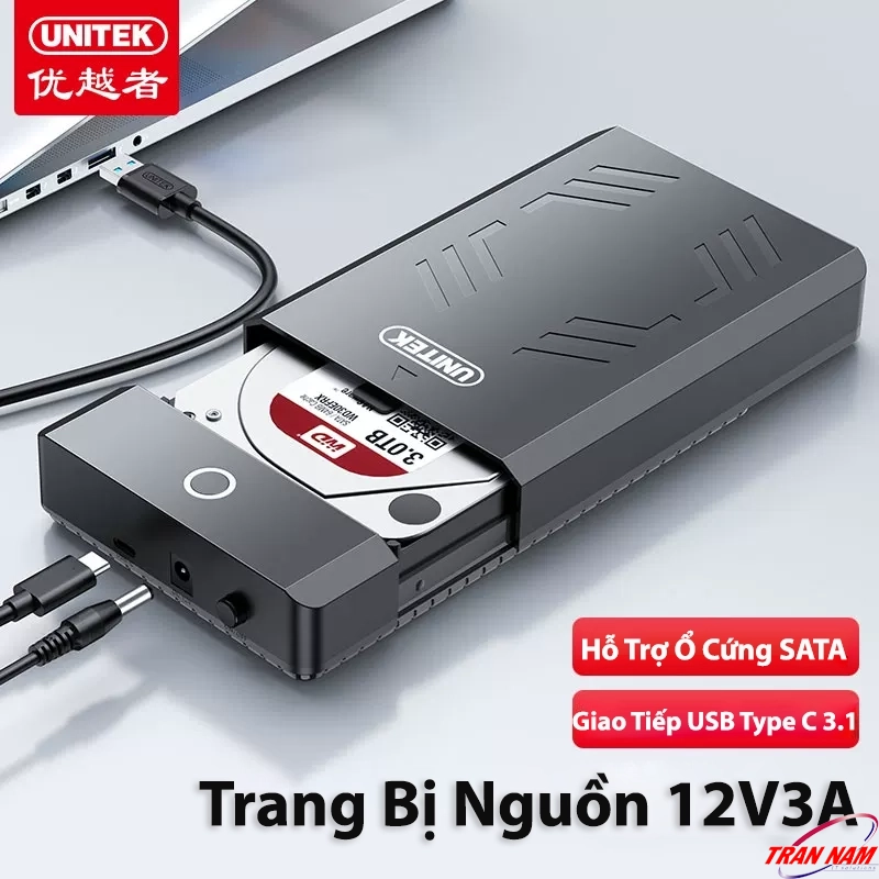UNITEK Y-3035BK trang bị nguồn 12V/3A, giao tiếp USB Type-C 3.1, hỗ trợ ổ cứng SATA UNITEK Y-3035BK trang bị nguồn 12V/3A, giao tiếp USB Type-C 3.1, hỗ trợ ổ cứng SATA