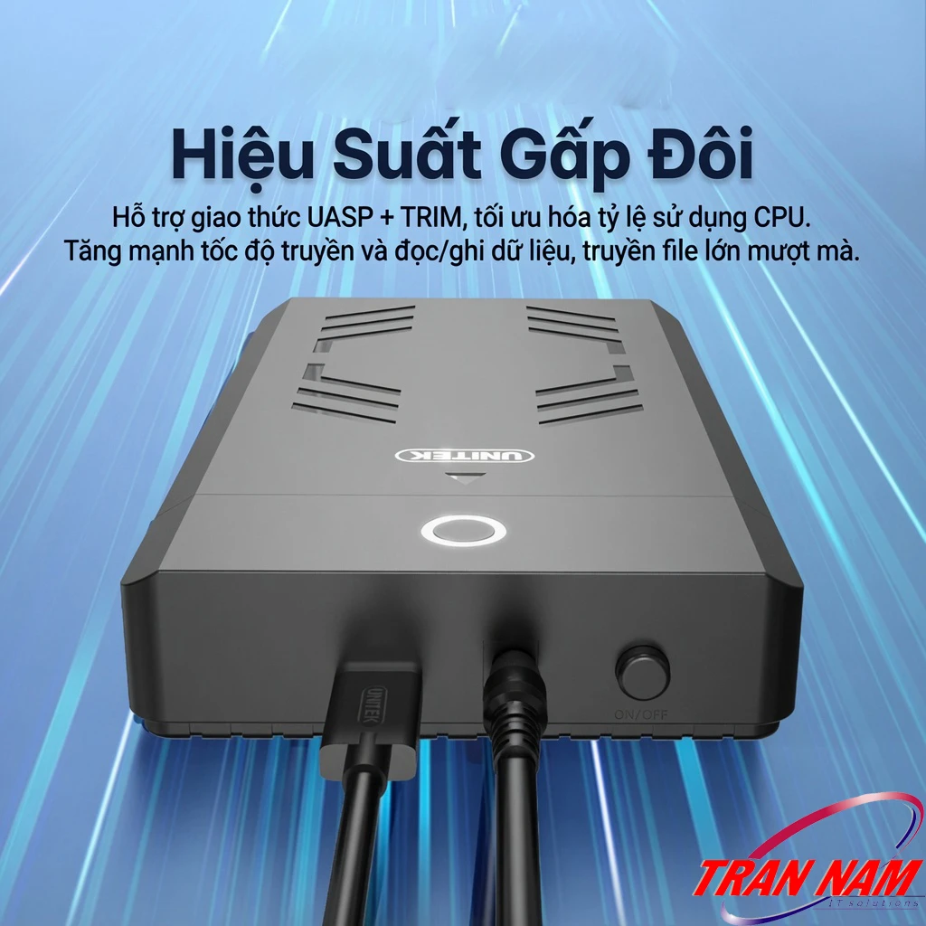 UNITEK Y-3035BK — Hỗ Trợ UASP + TRIM, Hiệu Suất Gấp Đôi UNITEK Y-3035BK hỗ trợ UASP và TRIM tăng hiệu suất, giảm tải CPU khi truyền file lớn