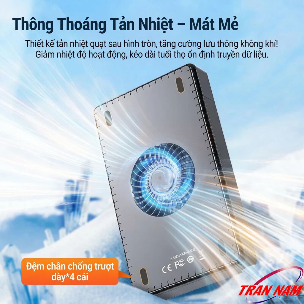 UNITEK Y-3035BK — Tản Nhiệt Quạt Tròn, Đệm Chân Chống Trượt UNITEK Y-3035BK tản nhiệt quạt tròn phía sau, đệm chân chống trượt 4 cái