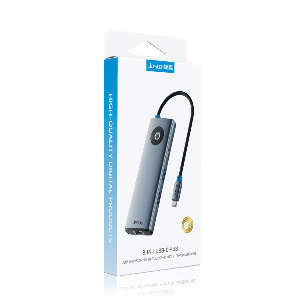 Hub USB-C 8 Trong 1 Jasoz T-H138 (1) Bao Bì Hub USB-C Jasoz T-H138