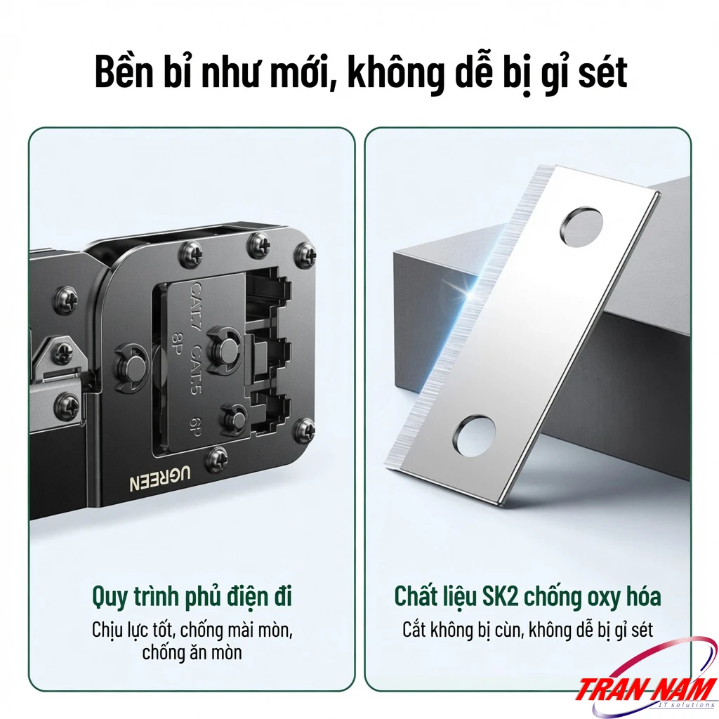 Lưỡi Cắt Chống Oxy Hóa Kìm Ugreen 15115 Lưỡi thép chống oxy hóa kìm bấm mạng Ugreen 15115, khuôn ép phủ điện chống ăn mòn
