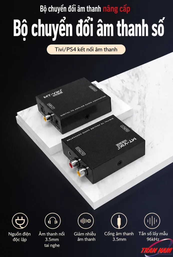 Bộ chuyển đổi âm thanh số MT-VIKI MT-DA21 kết nối Tivi PS4 — giảm nhiễu, cổng tai nghe 3.5mm, nguồn độc lập, tần số lấy mẫu 96kHz