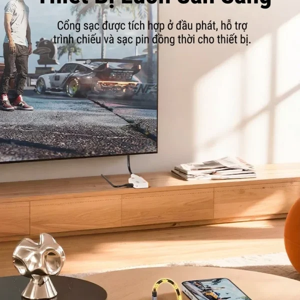 Bộ Trình Chiếu HDMI Không Dây Unitek V1715A Hỗ Trợ Full HD Đầu Vào USB-C 7 Đầu phát Unitek V1715A cắm điện thoại vừa trình chiếu vừa sạc pin qua cổng sạc tích hợp