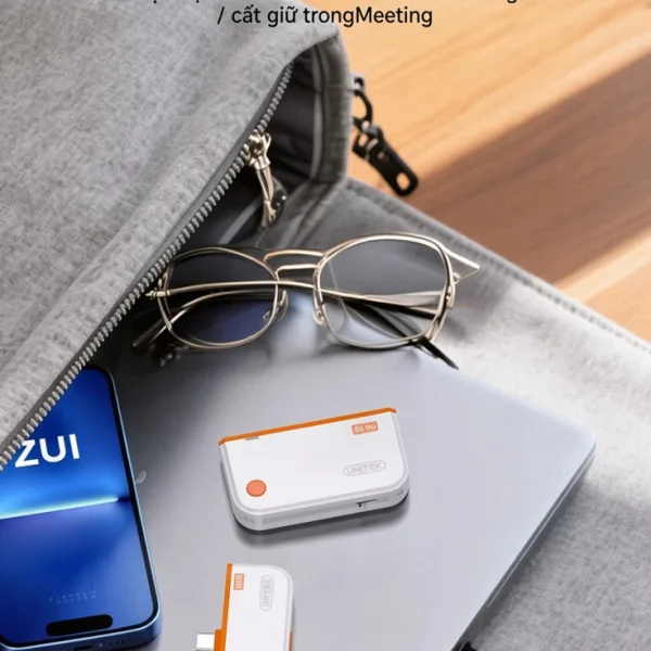 Bộ Trình Chiếu HDMI Không Dây Unitek V1715A Hỗ Trợ Full HD Đầu Vào USB-C 14 Bộ phát và bộ thu Unitek V1715A thiết kế hộp vuông nhỏ gọn, đặt cạnh laptop và túi xách khi đi công tác