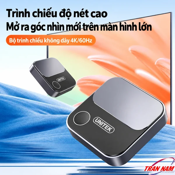 Bộ nhận HDMI không dây UNITEK V162B hỗ trợ trình chiếu 4K@60Hz lên TV, màn hình và máy chiếu