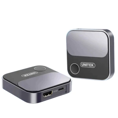 Bộ nhận HDMI không dây UNITEK V162B 4K@60Hz với cổng HDMI và USB-C cấp nguồn