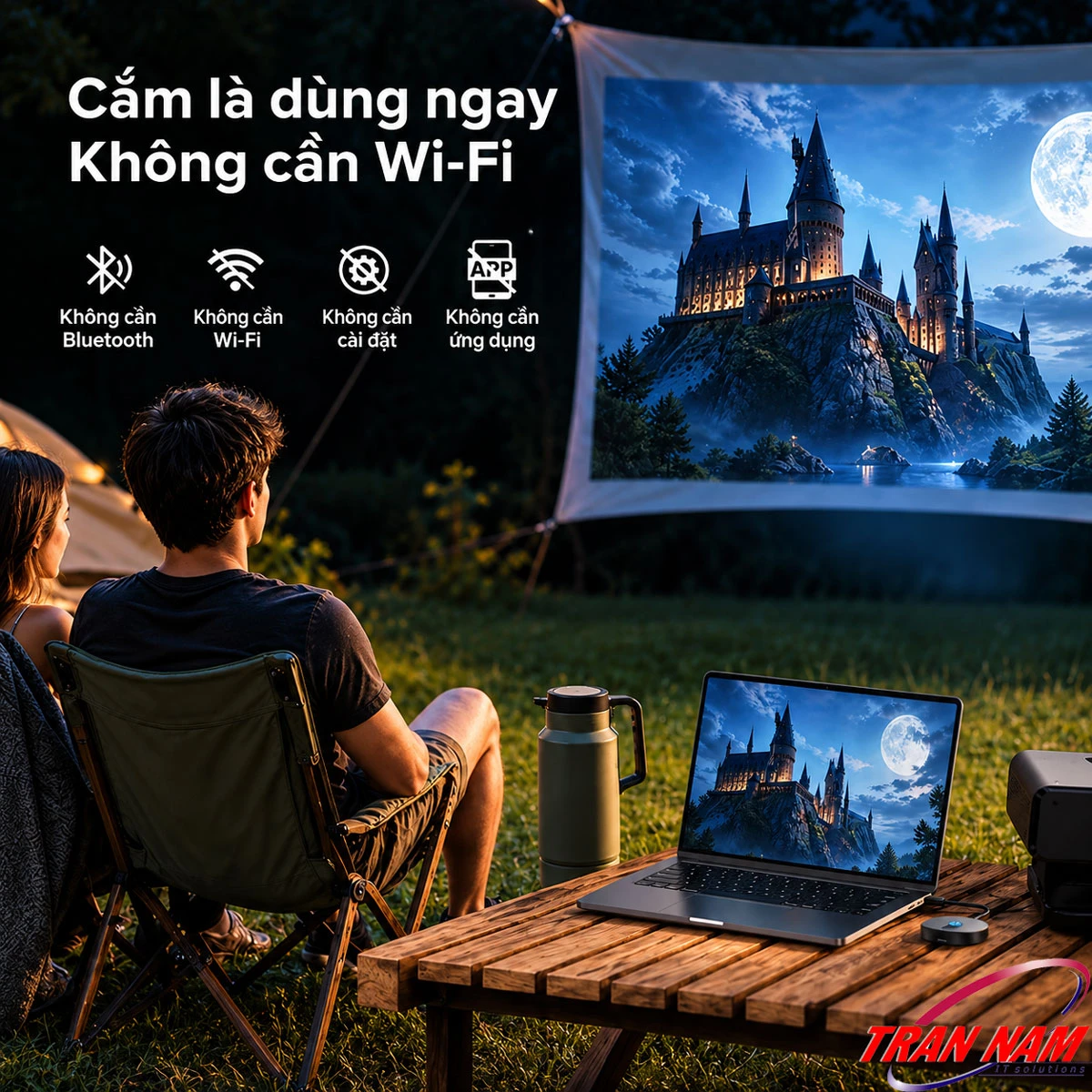 Unitek V1717CBK01 trình chiếu HDMI không dây cắm là dùng Bộ truyền HDMI không dây Unitek V1717CBK01 trình chiếu từ laptop ra màn chiếu, không cần Wi-Fi, Bluetooth hay ứng dụng