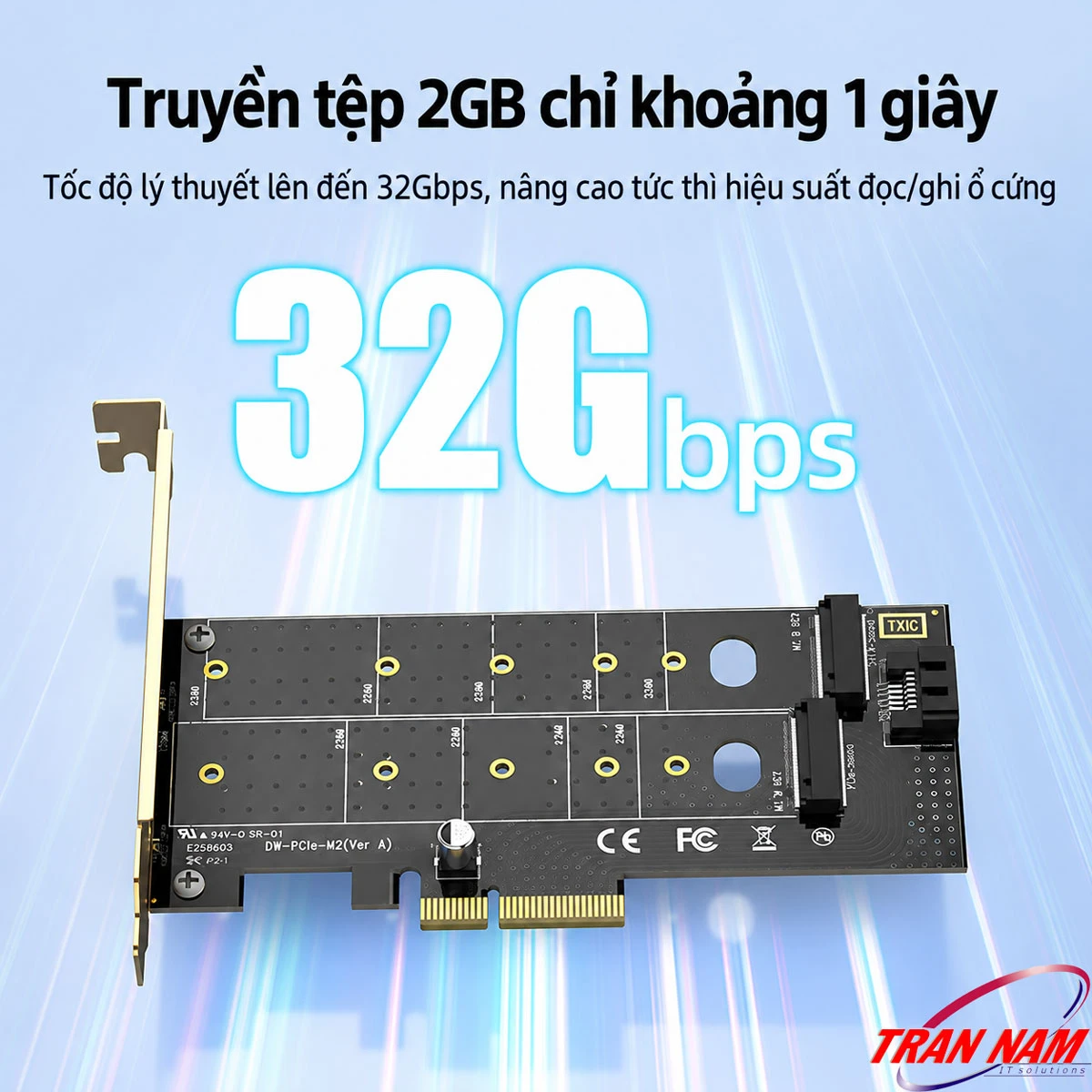 Card PCIe M.2 NVMe SATA Unitek T1047A - 32Gbps Card PCIe Unitek T1047A, khe NVMe tốc độ tối đa 32Gbps