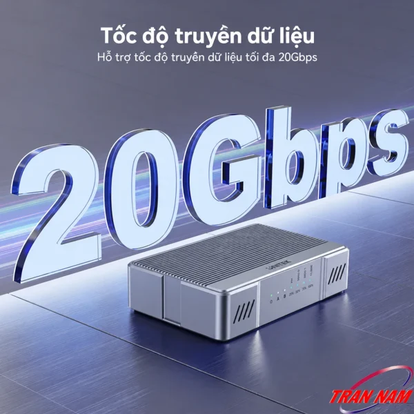 Box SSD M.2 2 khe Nvme/SATA Unitek S1247AGY01 USB-C 20Gbps, RAID và Clone 12 Hộp SSD M.2 hai khe Unitek S1247AGY01 hỗ trợ kết nối USB-C tốc độ tối đa 20Gbps