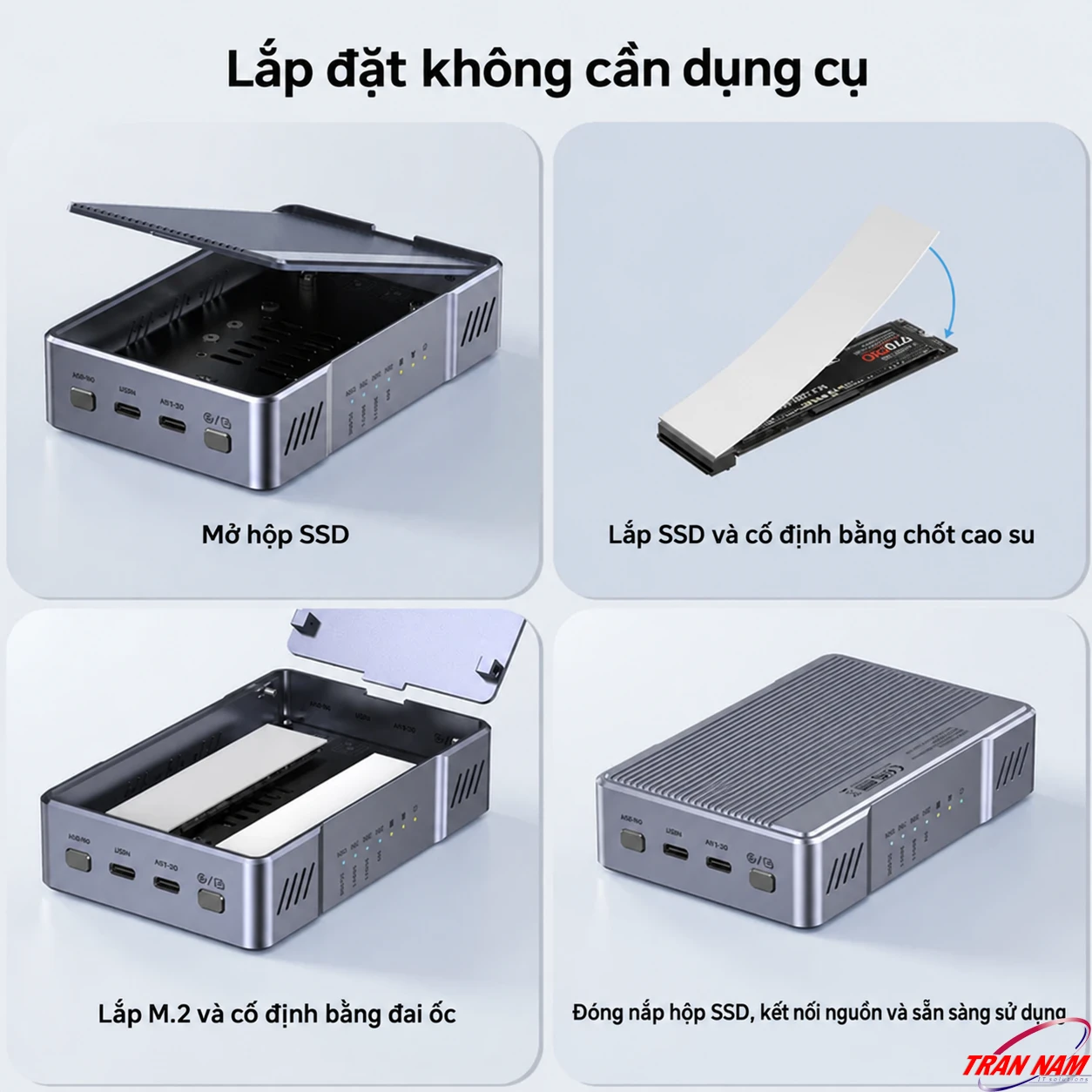 Unitek S1247AGY01 – Hướng dẫn lắp SSD M.2 không cần dụng cụ Hướng dẫn lắp đặt không cần dụng cụ cho hộp SSD M.2 Unitek S1247AGY01