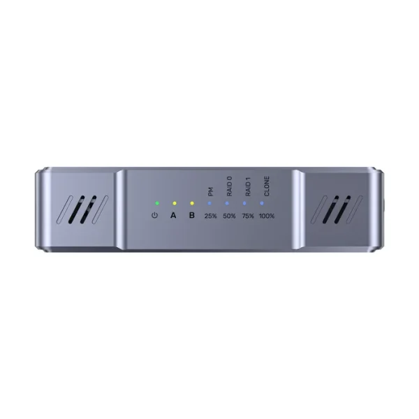 Box SSD M.2 2 khe Nvme/SATA Unitek S1247AGY01 USB-C 20Gbps, RAID và Clone 5 Cụm đèn báo trạng thái PM, RAID 0, RAID 1 và Clone trên Unitek S1247AGY01