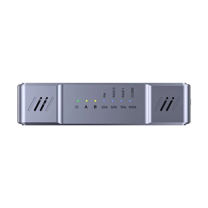 Unitek S1247AGY01 – Đèn báo trạng thái và tiến trình RAID Cụm đèn báo trạng thái PM, RAID 0, RAID 1 và Clone trên Unitek S1247AGY01