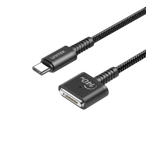 Đầu USB-C và đầu sạc từ tính tương thích MagSafe 3 của cáp Unitek C14121BK